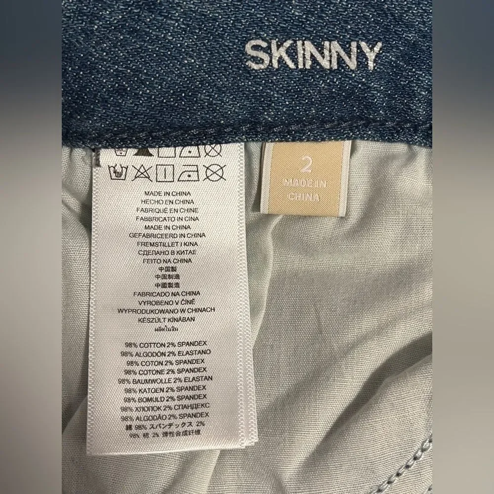 Michael Kors Blue Skinny Denim Jeans Embroidered Aplique Rare Sz 2